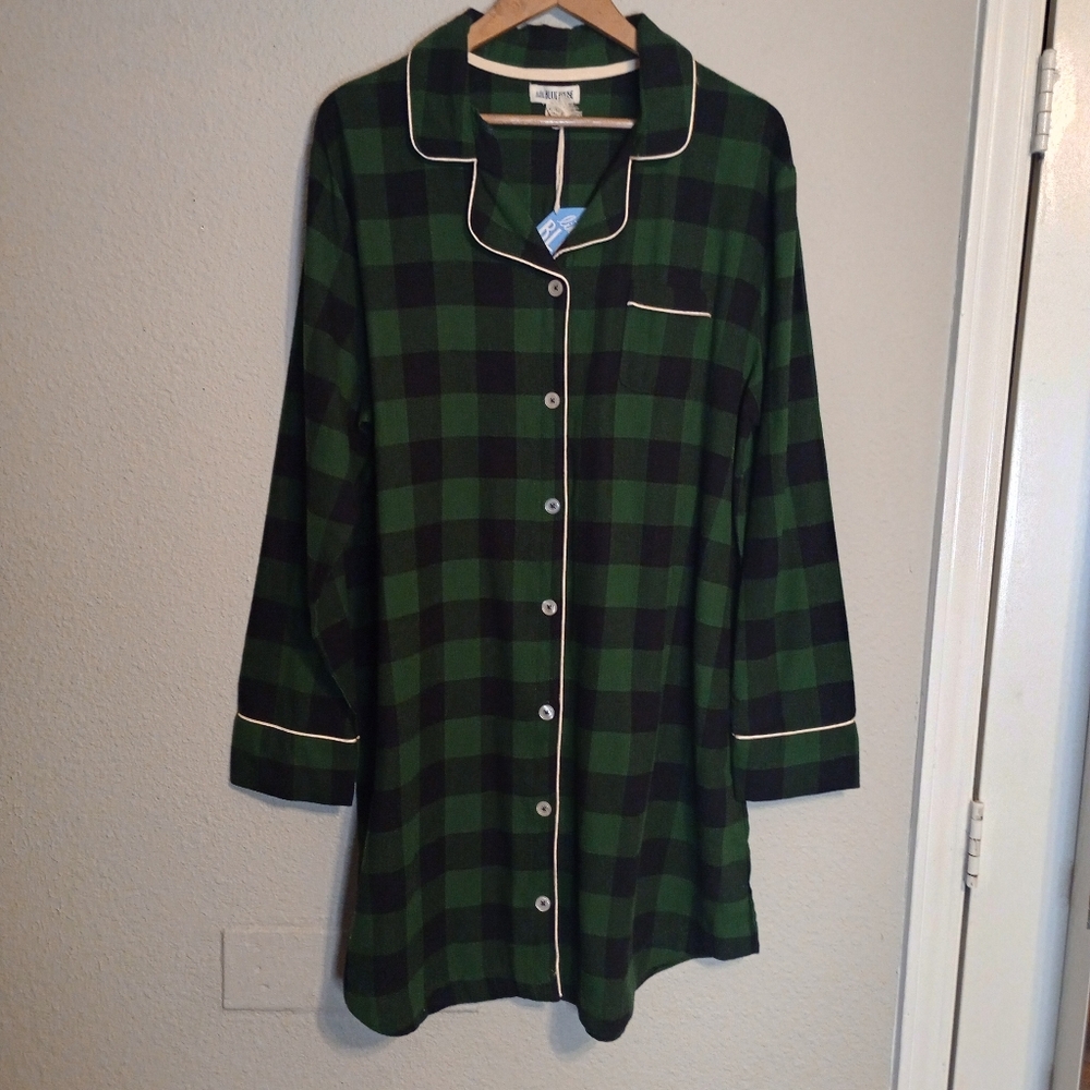 Little Blue House By Hatley Forest Green Plaid Flannel Night Dress